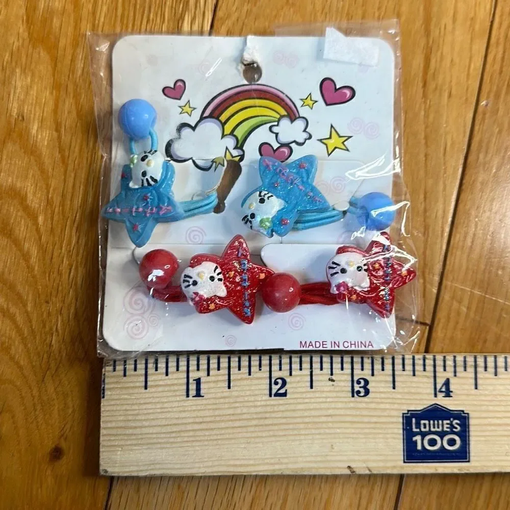 Hello kitty hair elastics red and blue